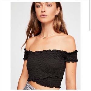 NWT Free People Smock it to me crop black xs